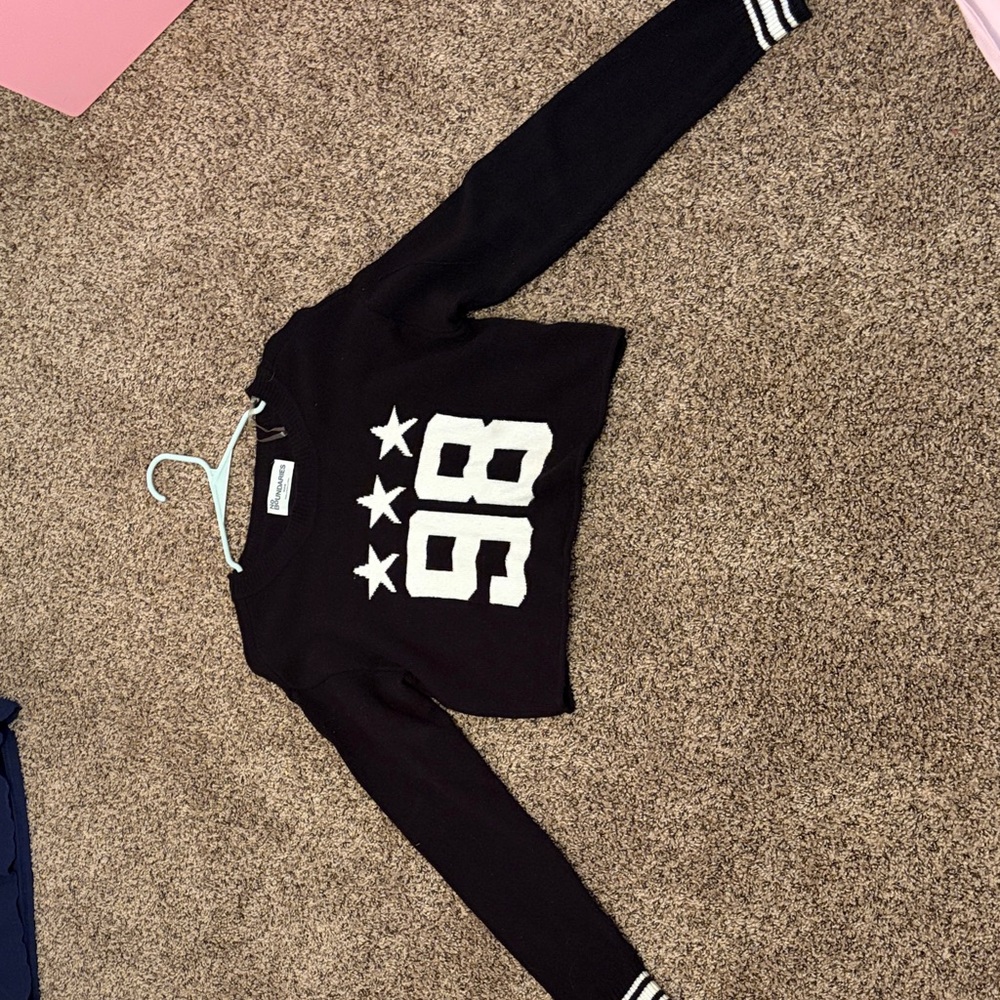 No Boundaries Black Kids Sweater with Stars and Numbers